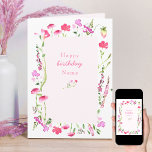 Rosa Wildblomma Delikat Blommigt Birthday Card Kort<br><div class="desc">Det här söt rosans jokerfödelsedagskort är enkelt och känsligt och dekoreras inuti och ut med blommor av vild med vattenfärg. Du kan anpassa framsidan och meddelandet inuti. Eleganten feminin typografi på framsidan läser för närvarande Grattis på födelsedagen Namn och du kan redigera detta antingen med namn eller relation (t.ex. mamma,...</div>