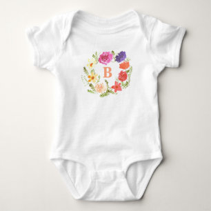 Rosa Wildblomma Flicka Initial Monogram T Shirt