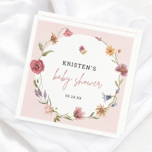 Rosa Wildblomma Vår Baby Shower Pappersservett