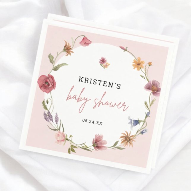 Rosa Wildblomma Vår Baby Shower Pappersservett (Skapare uppladdad)