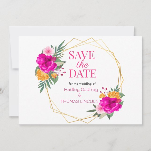 Rosa Wildblomma Vår Spara datum Inbjudningar (Framsida)