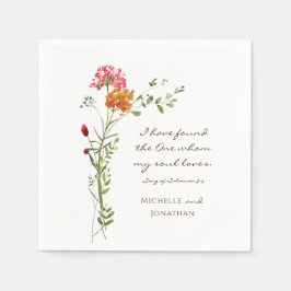 Rosa WildblommBlommigt Christian Bröllop Pappersservett