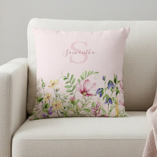 Rosa Wildblomme Blommigt Personlig Dekorativ kudde