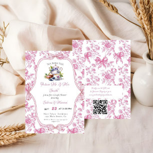 Rosa Wildblomme Tea Party par Shower Inbjudningar