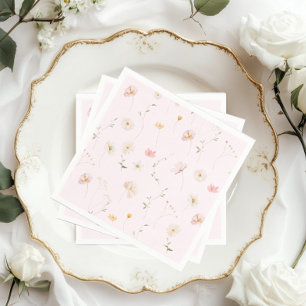  Rosa Wildblommes Blommigt Baby Shower Pappersservett