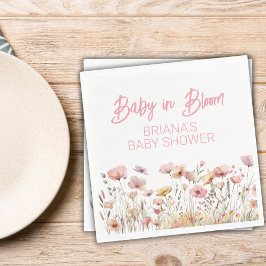 Rosa WildblommGirl Baby Shower Pappersservett