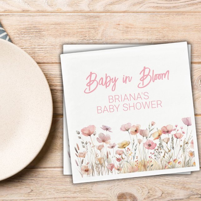 Rosa WildblommGirl Baby Shower Pappersservett (Skapare uppladdad)