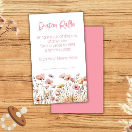 Rosa WildblommGirl Baby Shower Raffle Tilläggskort