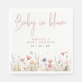 Rosa Wildblommor Baby in Bloom Baby Shower Pappersservett