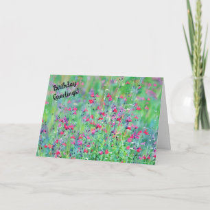 Rosa Wildblommor Blommigt Art Birthday Card Kort
