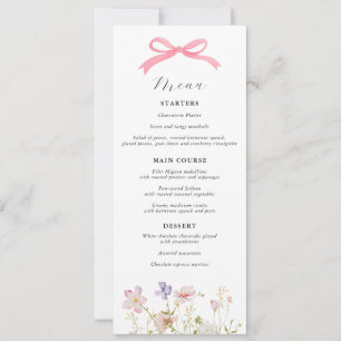 Rosa Wildblommor Bow Baby Shower Inbjudningar