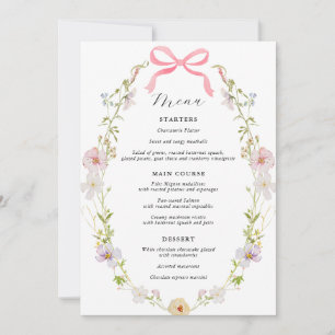 Rosa Wildblommor Bow Baby Shower Inbjudningar