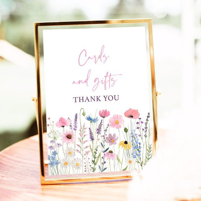 Rosa Wildblommor Cards and Gifts Baby Shower Sign Poster (Skapare uppladdad)