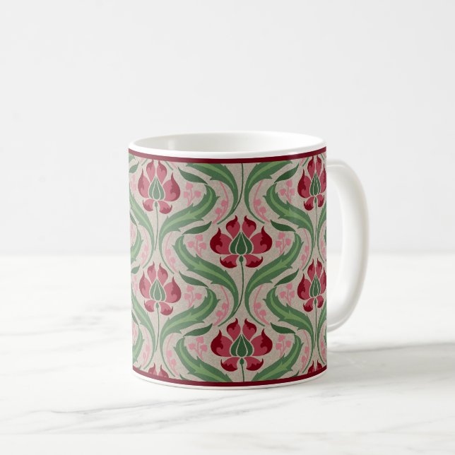 Rosa Wildblommor Damask Coffee Mugg (Framsida höger)