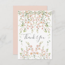 Rosa Wildblommor Elegant Blommigt Bröllop Tack Kort