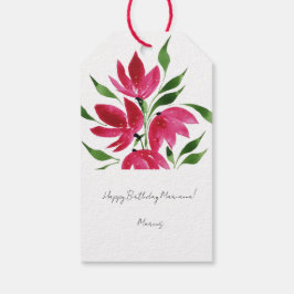 Rosa Wildblommor Loose Watercolor Art Presentetikett