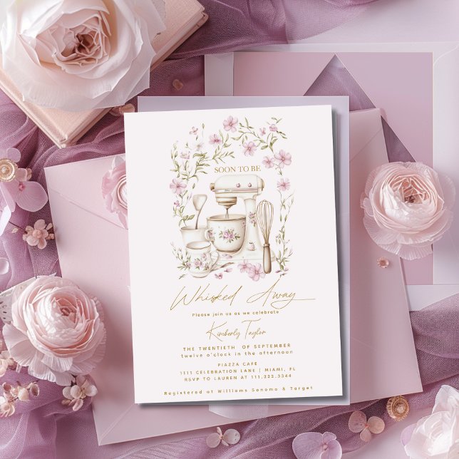 Rosa Wildblommor Möhippa Away Inbjudningar (Skapare uppladdad)