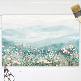  Rosa Wildblommor och berg Decoupage