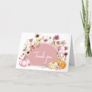 Rosa Wildblommor Pumpkin Baby Shower Tack Kort