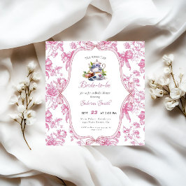 Rosa WildblommTea Party Inbjudningskort för möhipp