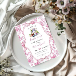 Rosa WildblommTea Party Inbjudningskort för möhipp