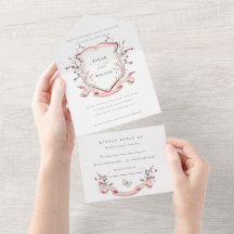 Rosa Wildbloms Watercolor Monogram Vapensköld Bröl