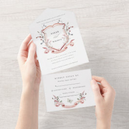 Rosa Wildbloms Watercolor Monogram Vapensköld Bröl