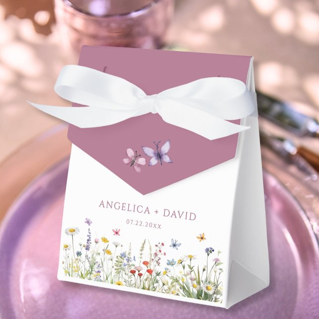  Rosa Wildblomsbröllopsruta Presentaskar (Skapare uppladdad)