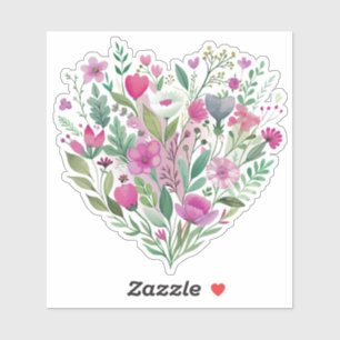 Rosa Wildflora Heart Anpassningsbar-cut Vinyl Stic Klistermärken