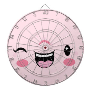 Rosa Winking Kawaii Ansikte Dart Board Piltavla