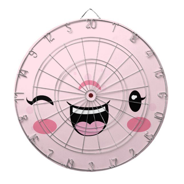 Rosa Winking Kawaii Ansikte Dart Board Piltavla (Framsidan)