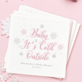 Rosa Winter Baby Det är Kall utanför babyskabinka Pappersservett