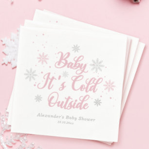 Rosa Winter Baby Det är Kall utanför babyskabinka Pappersservett