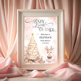 Rosa Winter Baby Hjort Baby Shower Välkommen Poster
