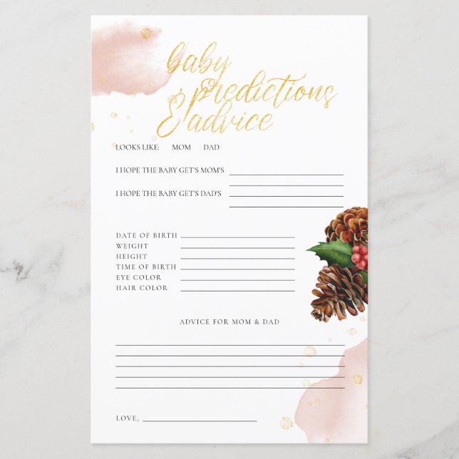 Rosa Winter Baby Shower Baby Predications & Advice (Framsida)