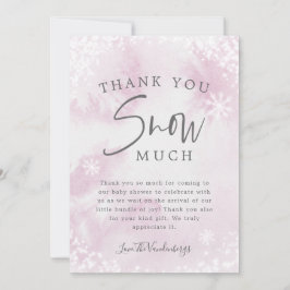 Rosa Winter Baby Shower Tack Snö Mort Card