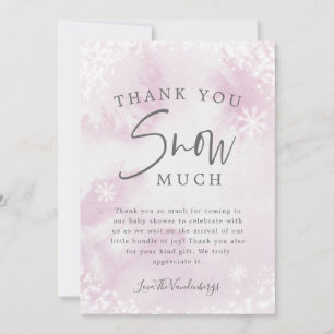 Rosa Winter Baby Shower Tack Snö Mort Card Kort
