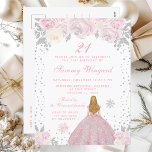 Rosa Winter Blonde Hair Princess Födelsedagsfest Vykort<br><div class="desc">Den här eleganten och den glamorösa vinterfödelsedagsinbjudan har en vacker prinsessa med blonda hår och rättvis hud i en rosa boll-gryna. Texten kombinerar handskript och modernt sans serif typsnitt för ett klassligt och sofistikerat utseende. Blommigten,  snöflingor och silver-konetti skapar perfekten blandning av rustik och chic. Grafik efter www.etsy.com/uk/shop/SunflowerDayLove</div>