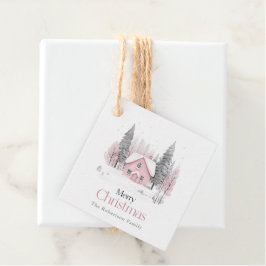 Rosa Winter Cottage jul Gåvor Etiketter