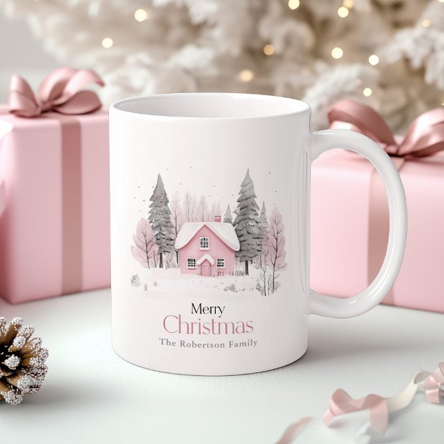 Rosa Winter Cottage jul Kaffemugg (Skapare uppladdad)