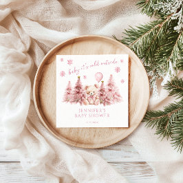 Rosa Winter Festive Nalle Flicka Shower Pappersservett