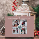 Rosa Winter Forest Blommigt Photo Collage Julkort<br><div class="desc">säsongens magi med det här Rosa Winter Forest Blommigt Photo Collage Helgdag Card, som har utformats för att visa din festande anda. Det här fotot hälsning har en enkel layout med en serverfärgad skogsscen och delikata accenter för vinterskogens blommigt, vilket på ett utmärkt sätt belyser ett fyrfoto-kollage av dina familjfoton....</div>
