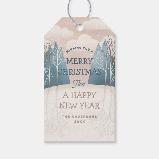  Rosa Winter Forest | Woodland jul Presentetikett (Framsidan)