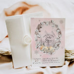 Rosa Winter Fox Girl Baby Shower Inbjudningar<br><div class="desc">Rosa Winter Fox Girl Baby Shower</div>