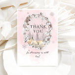 Rosa Winter Fox kall utanför Baby Shower Tack Kort<br><div class="desc">Baby är kallet utanför rosa snöflingor Winter Wood Baby Shower</div>
