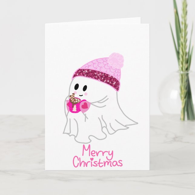 Rosa Winter Ghost God jul Kort (Framsida)