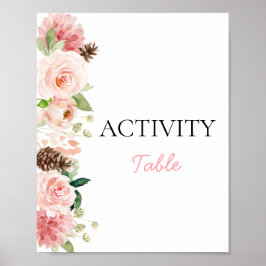 Rosa Winter Girl Baby Shower Activity Bord Sign Poster