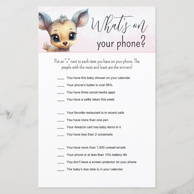 Rosa Winter Girl Baby Shower Funny Game (Framsida)