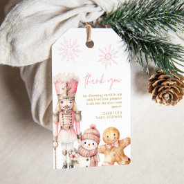 Rosa Winter Girl Baby Shower Tack Presentetikett