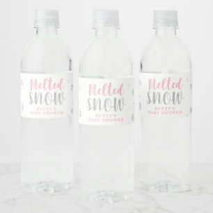 Rosa Winter Girl Baby Shower Vattenflaska Label Vattenflaskor Etikett